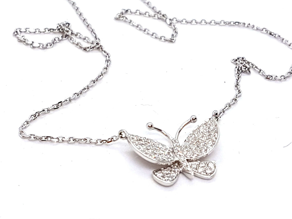 Collier Collier Papillon Or blanc Diamant 58 Facettes 06136CD