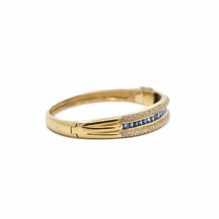 Bracelet Bracelet jonc 2 Ors jaune Saphirs Diamants 58 Facettes REF2308-49