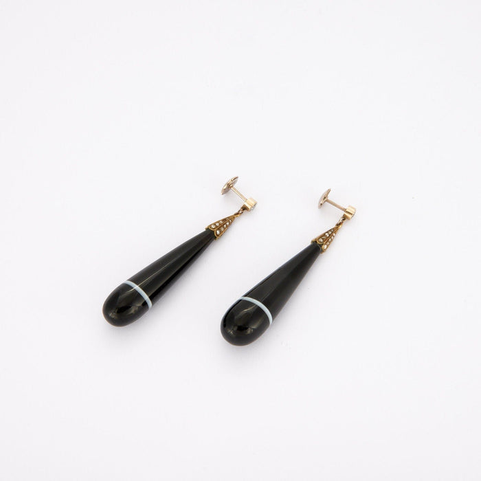 Boucles d'oreilles Boucles d'oreilles gouttes d'Onyx Diamants 58 Facettes LOWO07