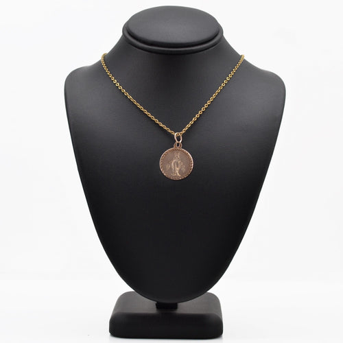 Pendentif Médaille ancienne Vierge debout or rose 58 Facettes 14-174