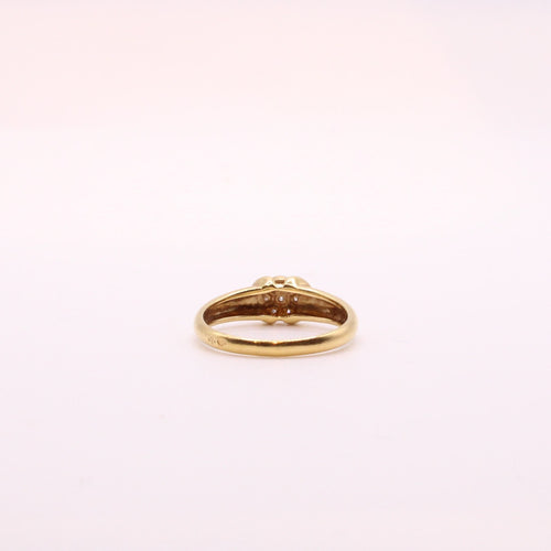 Bague Solitaire diamants en pavage sur or jaune et blanc 58 Facettes