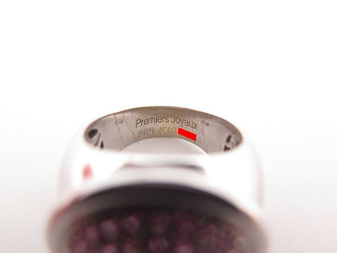 Bague 53 bague PREMIERS JOYAUX bouton or blanc 18k t53 sertie spinelles rose 58 Facettes 249103