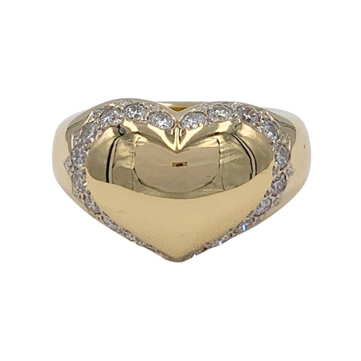 Bague 54 Bague Chaumet, "Chevalière Coeur", or jaune, diamants. 58 Facettes 32137