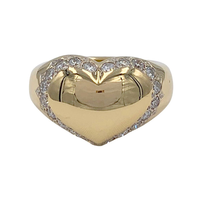 Bague 54 Bague Chaumet, "Chevalière Coeur", or jaune, diamants. 58 Facettes 32137