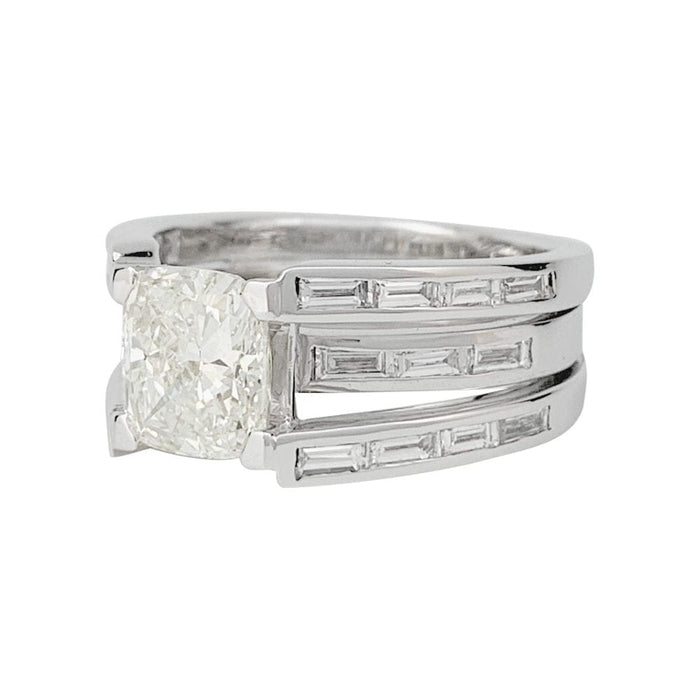 Bague 52 Bague or blanc, diamants coussin 2,01 carats. 58 Facettes 31230