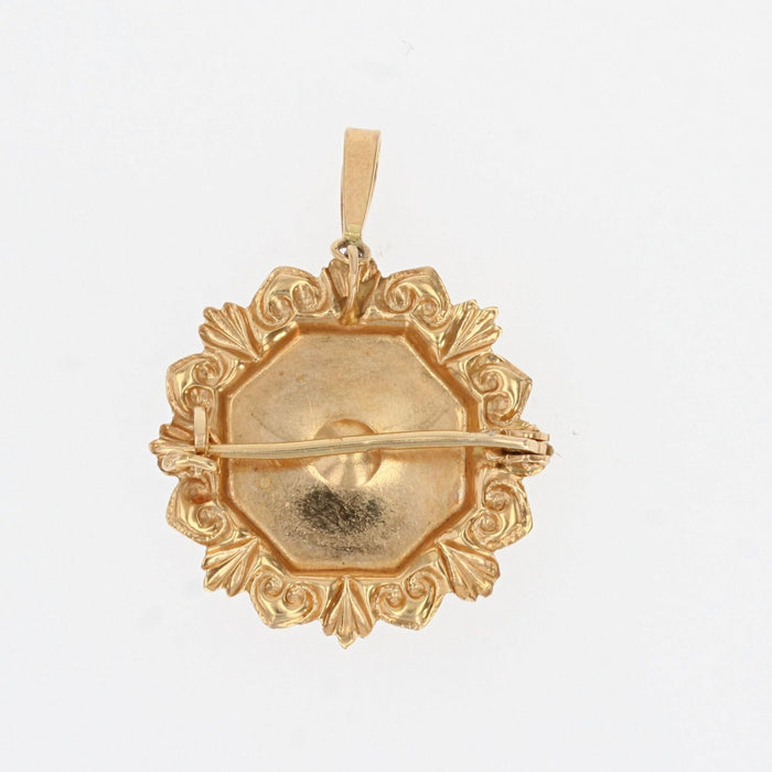 Broche Broche pendentif or jaune perle de culture et perles turquoises 58 Facettes CVBR17