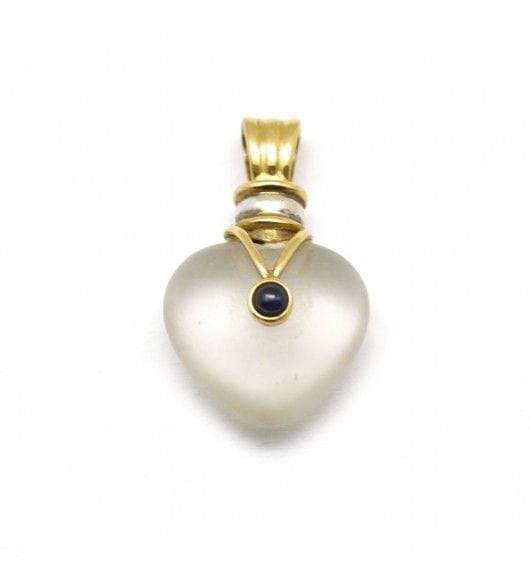 Pendentif Jaune / Or 750 Pendentif "Coeur"- Or. Cristal de Roche. Saphir 58 Facettes 190129R