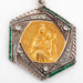 Openwork medal pendant in white gold and diamond representing the virgin and the child 58 Facettes