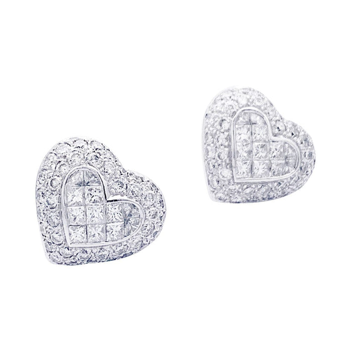 Boucles d'oreilles Boucles d'oreille "Coeur" or blanc, diamants. 58 Facettes 32876