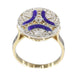 Ring 50 Art Deco Diamond Engagement Ring with Blue Enamel 58 Facettes 22236-0281