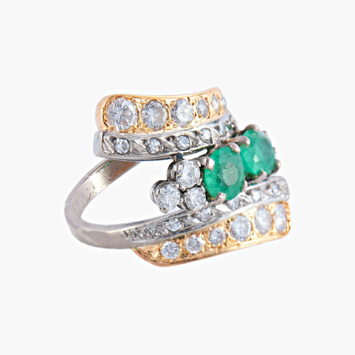 Bague 51 / Or Rose / Diamants BAGUE "JOSEPHINE" DIAMANTS & EMERAUDES 58 Facettes BO/150045