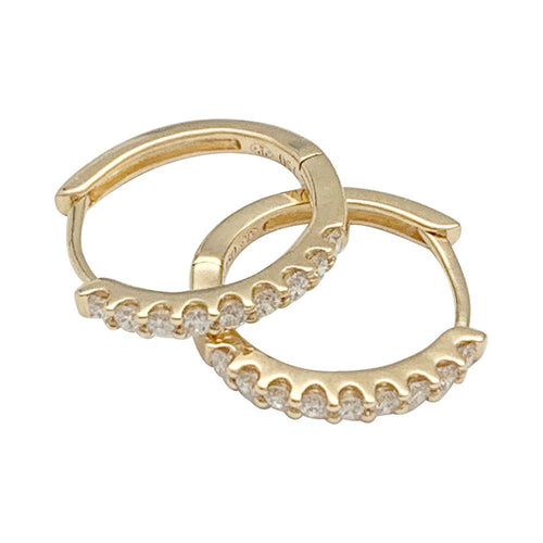 Boucles d'oreilles Paire de petites créoles en or jaune, diamants. 58 Facettes 32671