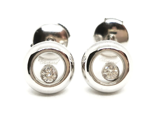 Boucles d'oreilles Chopard Boucles d'oreilles Puces Happy Diamonds Or blanc Diamant 58 Facettes 1468728CN