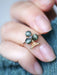 Cat's eye chrysoberyl clover ring with diamonds 58 Facettes
