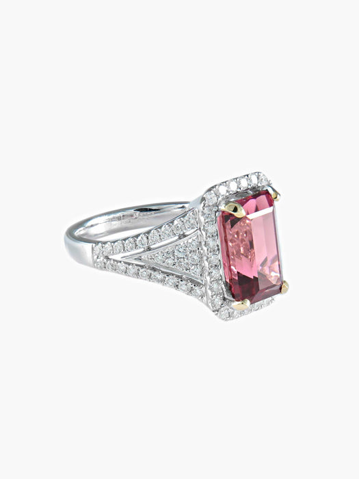 Bague 52 Bague Tourmaline rose Diamants 58 Facettes