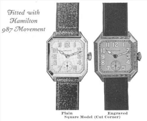 Montre Coin coupé de la montre Hamilton Square, 1927 58 Facettes