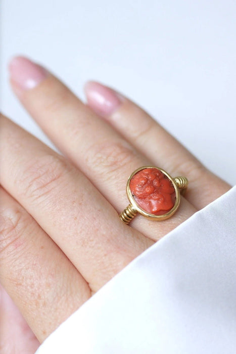 Bague Bague style antique camée corail 58 Facettes