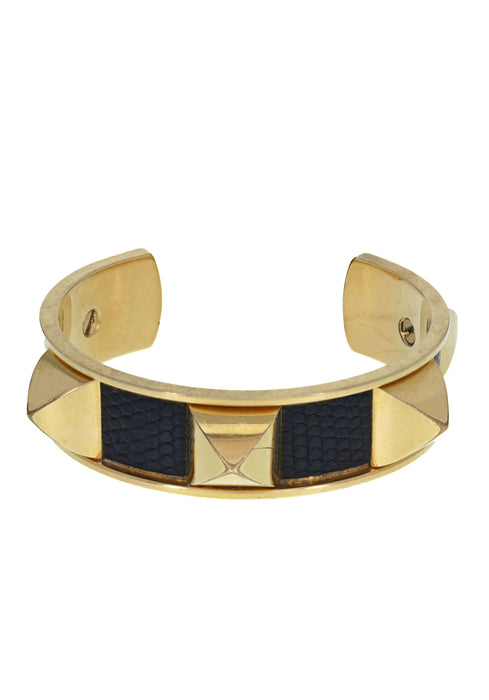 Bracelet Bracelet HERMES Médor Vintage en Cuir, Plaqué or 58 Facettes 62417-58446