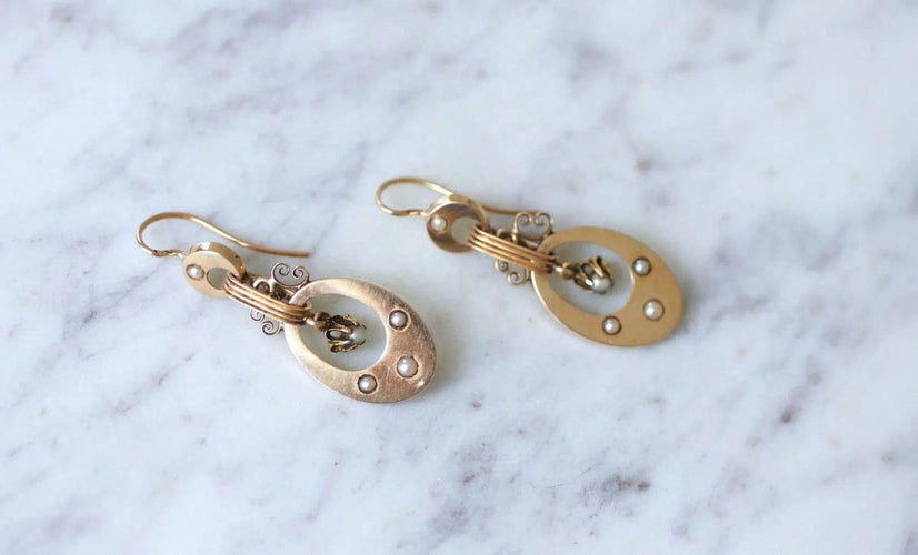 Boucles d'oreilles Boucles d'oreilles or rose et perles 58 Facettes