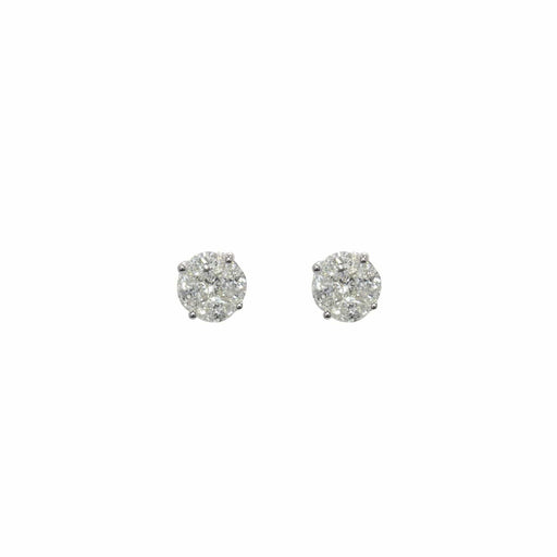 Boucles d'oreilles Puces d'oreilles diamants 0.20 carat or blanc 58 Facettes 23-258A
