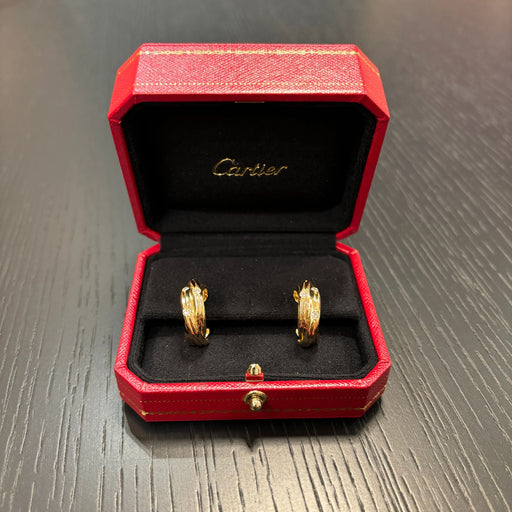 Boucles d'oreilles Cartier - Boucles d'oreilles créoles "Trinity" Diamants 58 Facettes