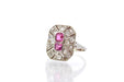 Ring 52 Art Deco Ring White Gold Ruby and Diamond Roses 58 Facettes 25510
