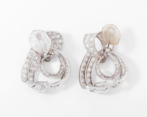 Boucles d'oreilles Importante boucle d'oreilles Platine et diamants circa 1930 58 Facettes