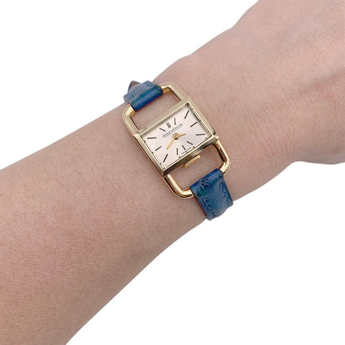 Montre Montre Jaeger Lecoultre & Hermès, "Etrier", or jaune, bracelet cuir. 58 Facettes 32455