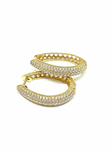 Boucles d'oreilles Créoles en or jaune, diamants synthétiques 58 Facettes