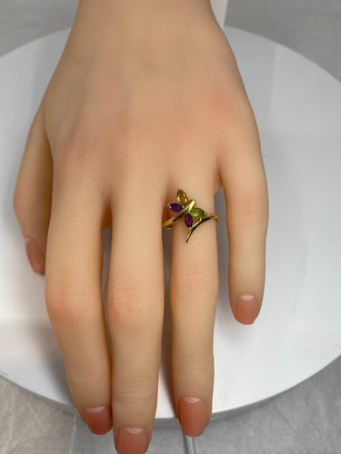 Bague 51 Bague papillon en or jaune & pierres fines 58 Facettes