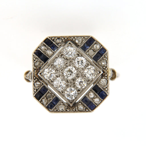 Bague Bague Art Deco, diamants & saphirs calibrés 58 Facettes 6343y