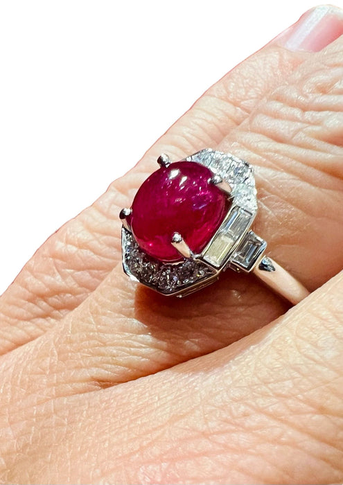 Bague Bague Rubis Cabochon Diamants 58 Facettes 7578 A