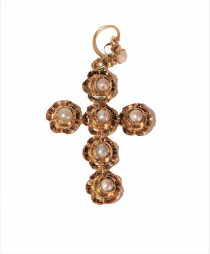 Pendentif Pendentif Croix Or Jaune et Perles 58 Facettes 483