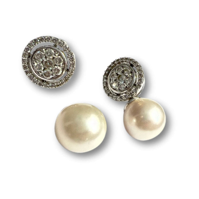 Boucles d'oreilles Boucles d'oreilles modernes en or 18 ct avec diamants et perle 58 Facettes Q5B