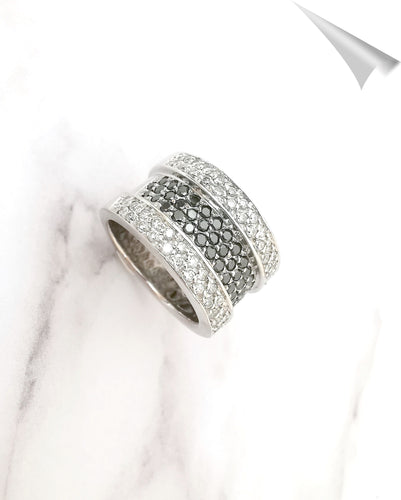 Bague Bague bandeau Diamants Blancs et noirs, Or Gris 58 Facettes AA 1551