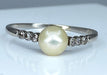 Ring 59 Fine Pearl Diamond Ring 58 Facettes AB162