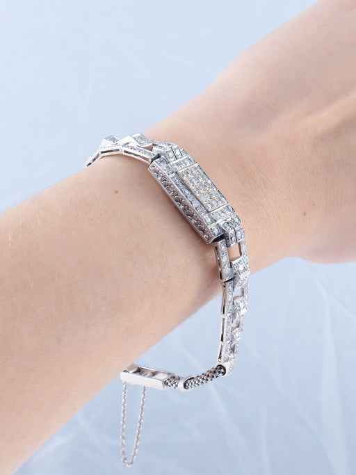 Bracelet Bracelet Art déco et pavage de diamants 58 Facettes