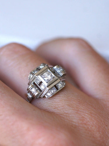 Bague Bague Art Déco platine et diamants 58 Facettes