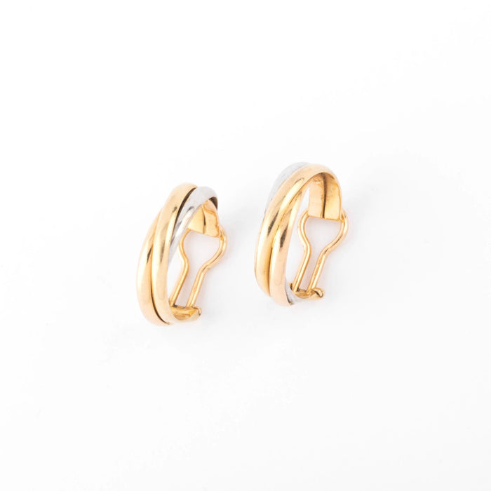 Boucles d'oreilles Créole en 3 ors de la maison Cartier modèle Trinity 58 Facettes