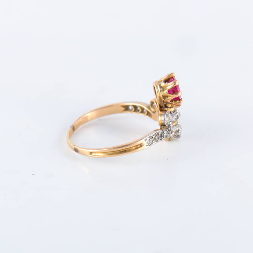 Bague 55.5 Bague Duchesse Diamants Rubis de synthèse 58 Facettes