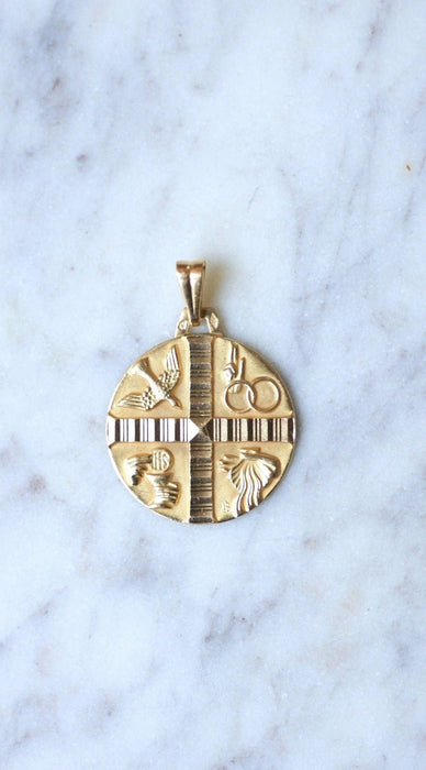 Pendentif Médaille Chrétienne Art Déco or jaune 58 Facettes