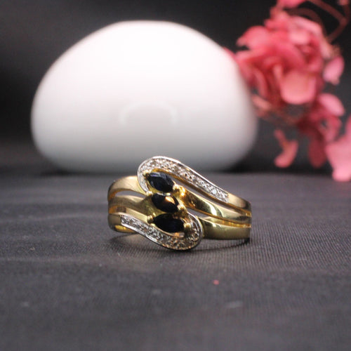 Bague Bague Trilogie saphirs et diamants 58 Facettes