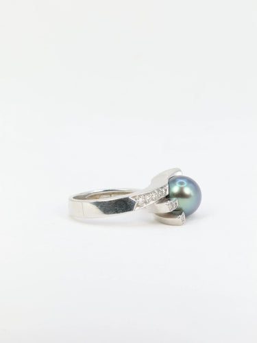 Bague Bague vintage or blanc et perle de tahiti 58 Facettes 704
