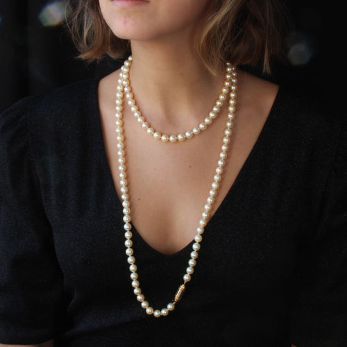 Collier Grand sautoir en perles de culture et fermoir émaillé 58 Facettes 21-746