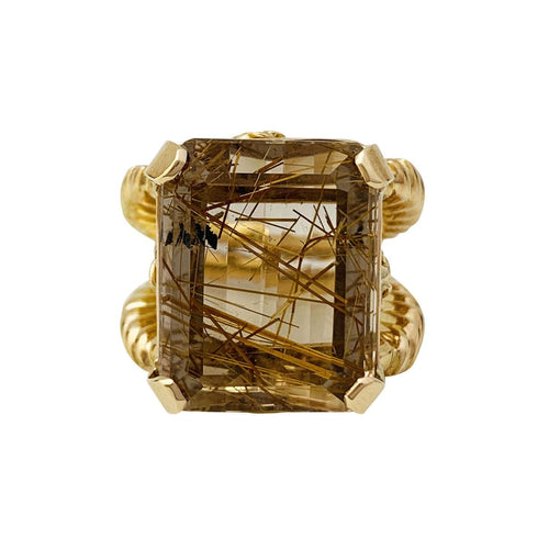 Bague 53 Bague en or jaune et quartz cheveux d'ange. 58 Facettes 30706