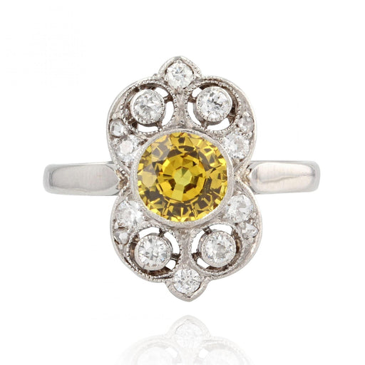 Bague 52 Bague art déco saphir jaune et diamants 58 Facettes 22-222