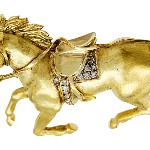 Broche Broche Cheval en or jaune et diamants. 58 Facettes 31009
