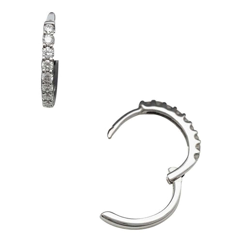 Boucles d'oreilles Paire de petites créoles en or blanc, diamants. 58 Facettes 33200