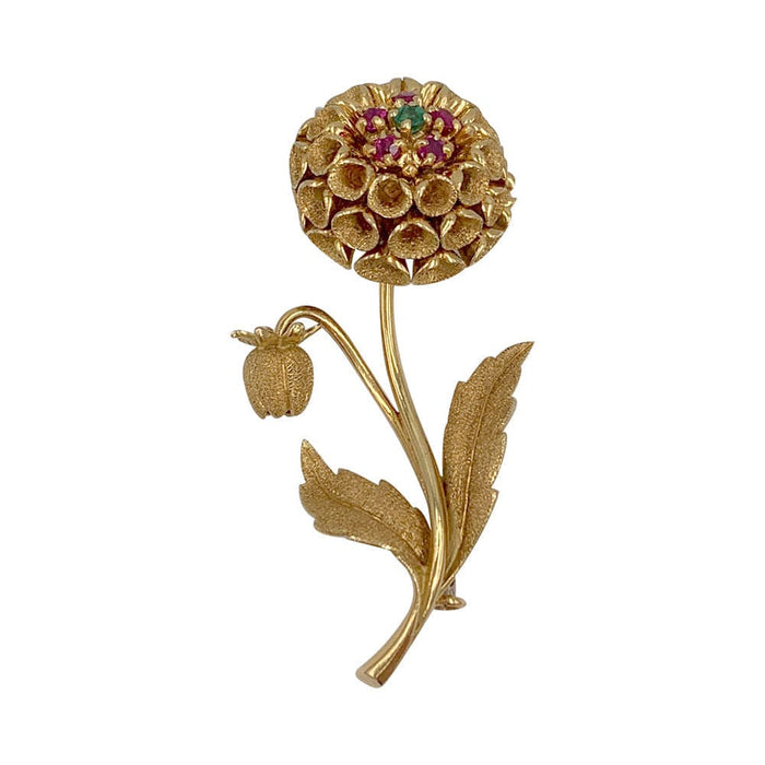 Broche Broche fleur or jaune, pierres de couleur. 58 Facettes 32168