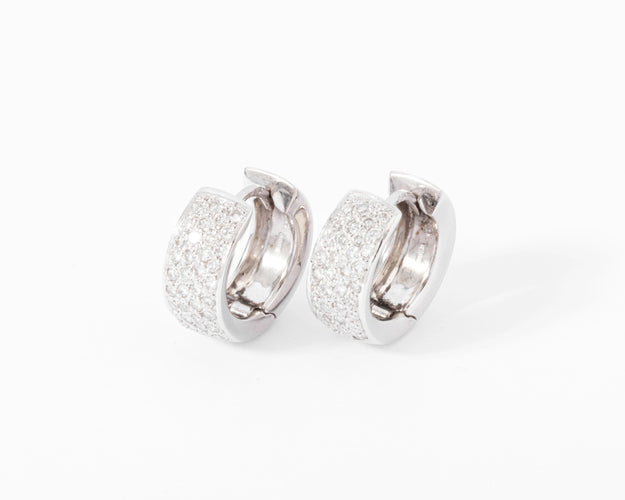 Boucles d'oreilles Boucles d'oreilles en demi-créole or gris et diamants 58 Facettes